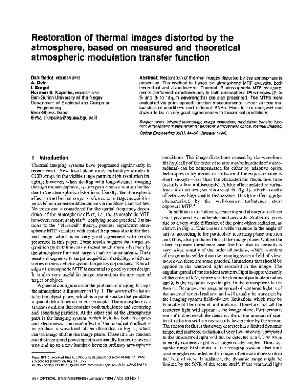 (PDF) Restoration of thermal images distorted by the atmosphere, based ...