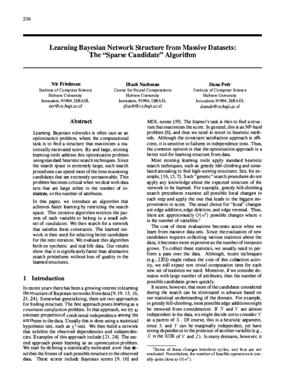 (PDF) Learning Bayesian Network Structure from Massive Datasets: The ...