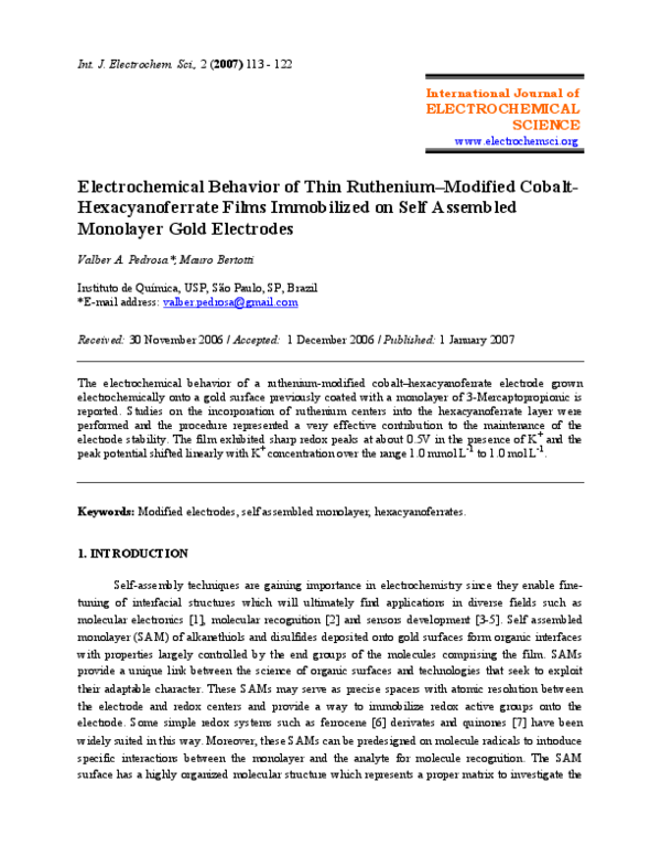(PDF) Electrochemical Behavior of Thin Ruthenium–Modified Cobalt ...