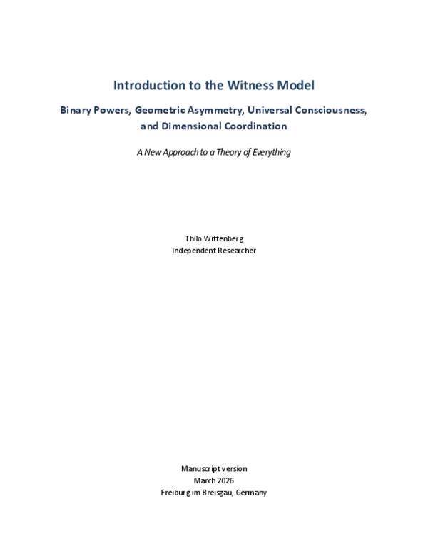(PDF) Introduction to the Witness Model: Binary Powers, Geometric ...