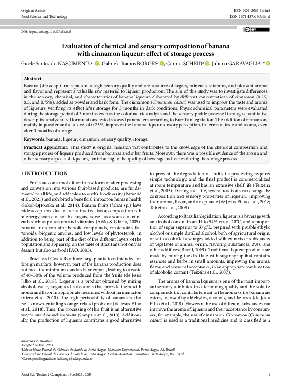 (PDF) Article Evaluation of chemical and sensory composition of banana ...