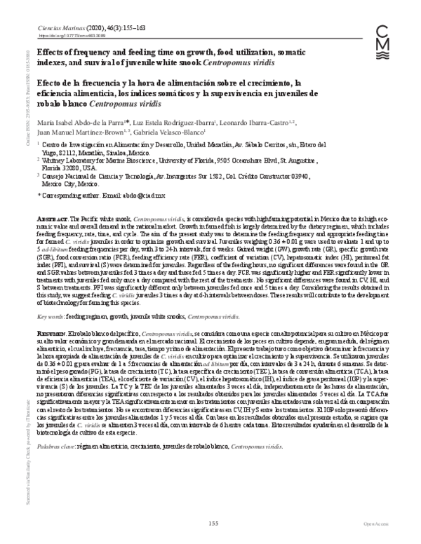 (PDF) Effects of frequency and feeding time on growth, food utilization ...