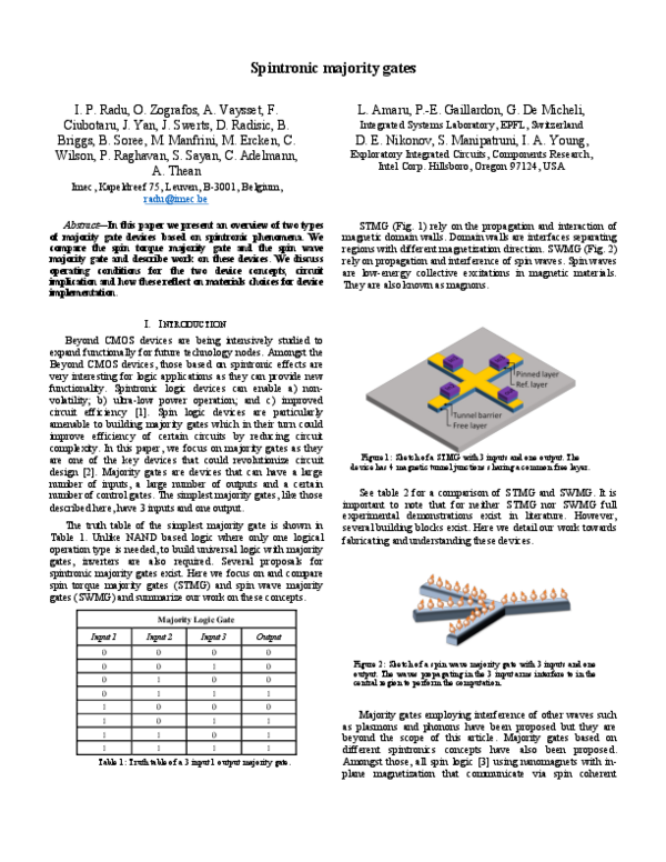 (PDF) Spintronic majority gates