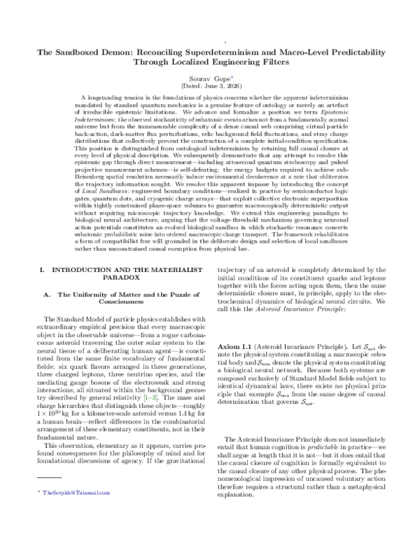 (PDF) The Sandboxed Demon: Reconciling Superdeterminism and Macro-Level ...