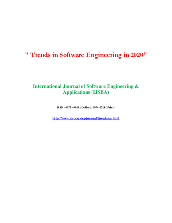 (PDF) Trends in Software Engineering