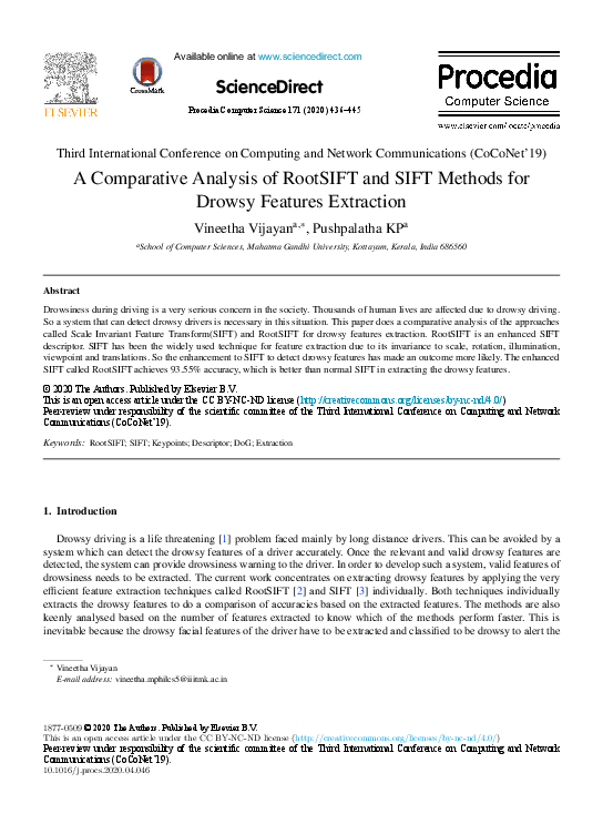 (PDF) A Comparative Analysis of RootSIFT and SIFT Methods for Drowsy ...