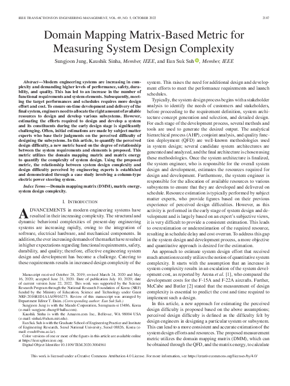 (PDF) Domain Mapping Matrix-Based Metric for Measuring System Design ...