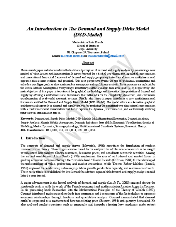 (PDF) An Introduction to The Demand and Supply Disks Model (DSD-Model)