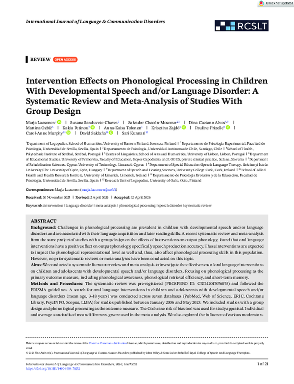(PDF) Intervention Effects on Phonological Processing in Children With ...