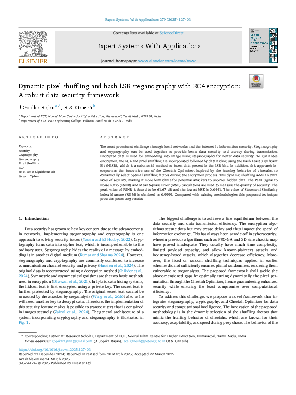 (PDF) Dynamic pixel shuffling and hash LSB steganography with RC4 ...