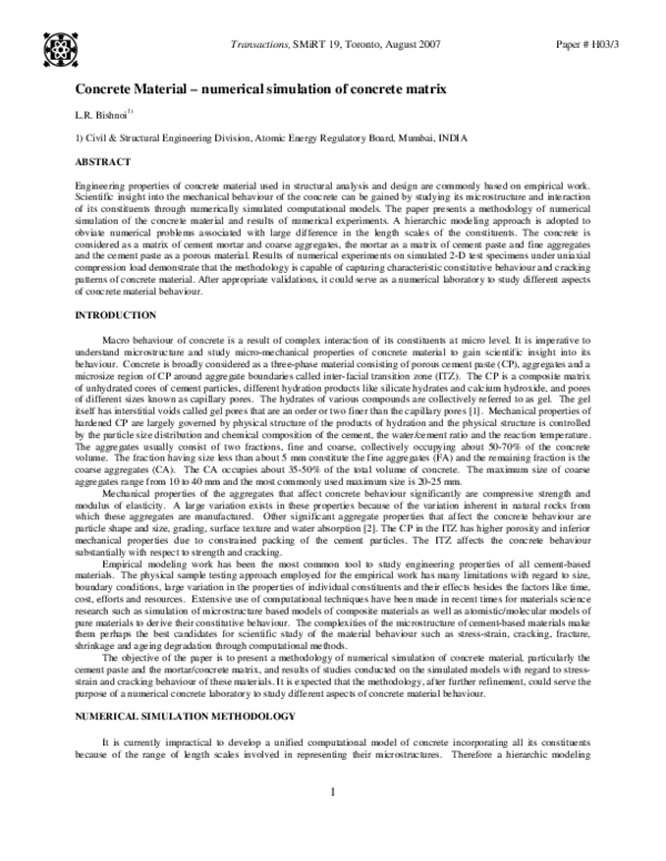 (PDF) Concrete Material – numerical simulation of concrete matrix