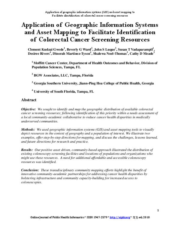(PDF) Application of Geographic Information Systems and Asset Mapping ...