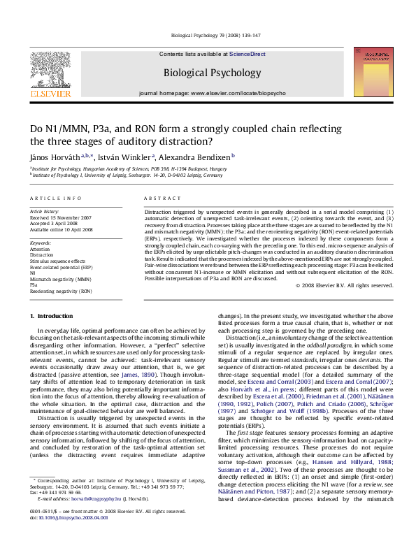 (PDF) Do N1/MMN, P3a, and RON form a strongly coupled chain reflecting ...