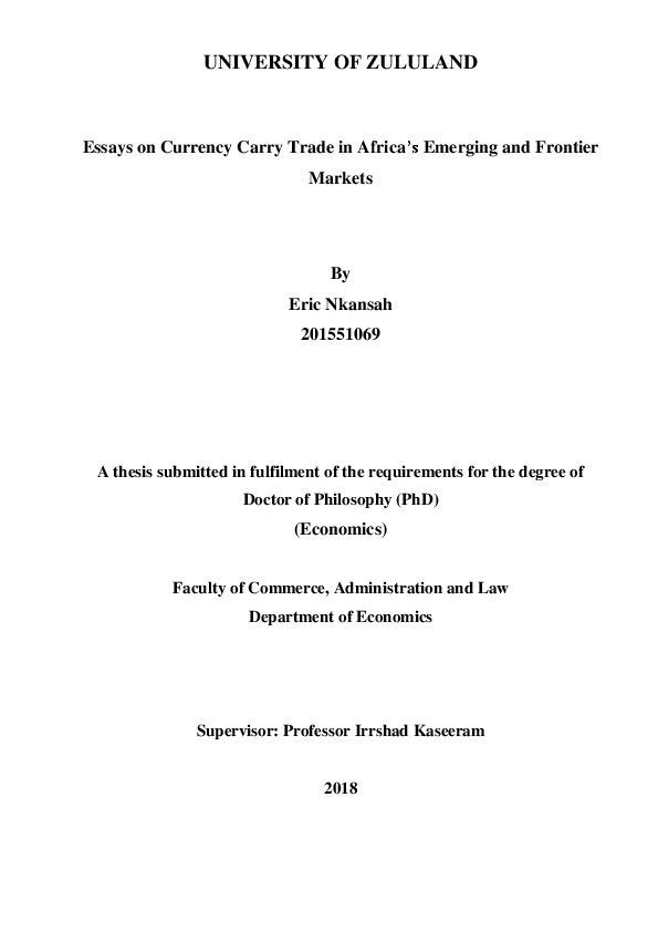 (PDF) Essays on currency carry trade in Africa’s emerging and frontier ...