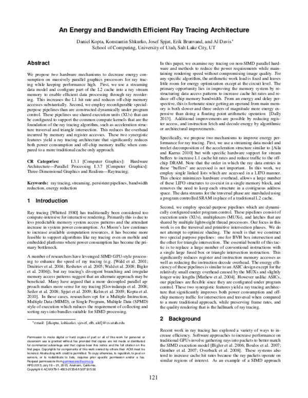 (PDF) An energy and bandwidth efficient ray tracing architecture