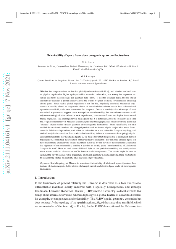(PDF) Orientability of space from electromagnetic quantum fluctuations
