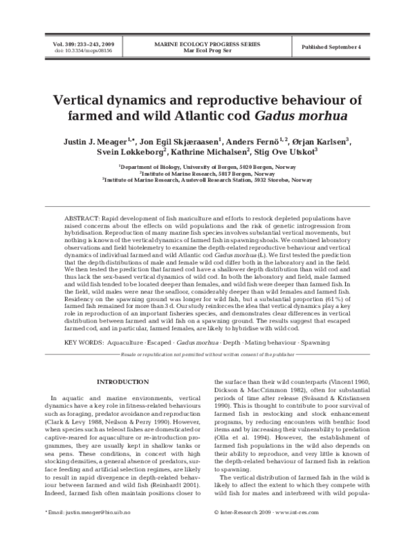 (PDF) Vertical dynamics and reproductive behaviour of farmed and wild ...