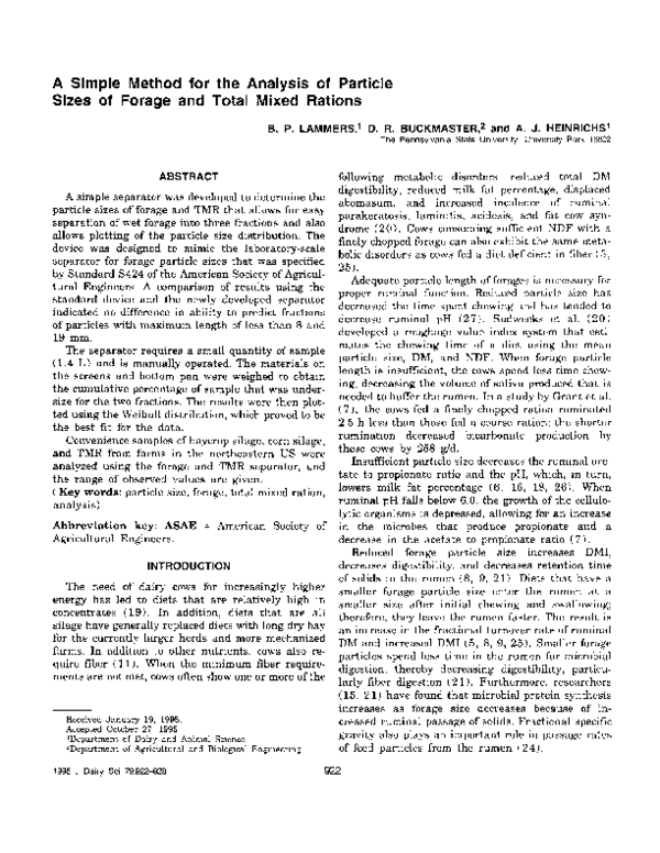 (PDF) A Simple Method for the Analysis of Particle Sizes of Forage and ...