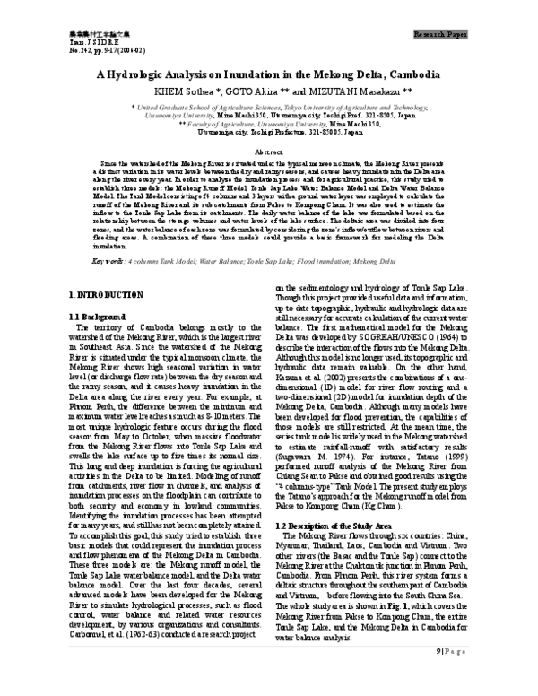 (PDF) A Hydrologic Analysis on Inundation in the Mekong Delta, Cambodia