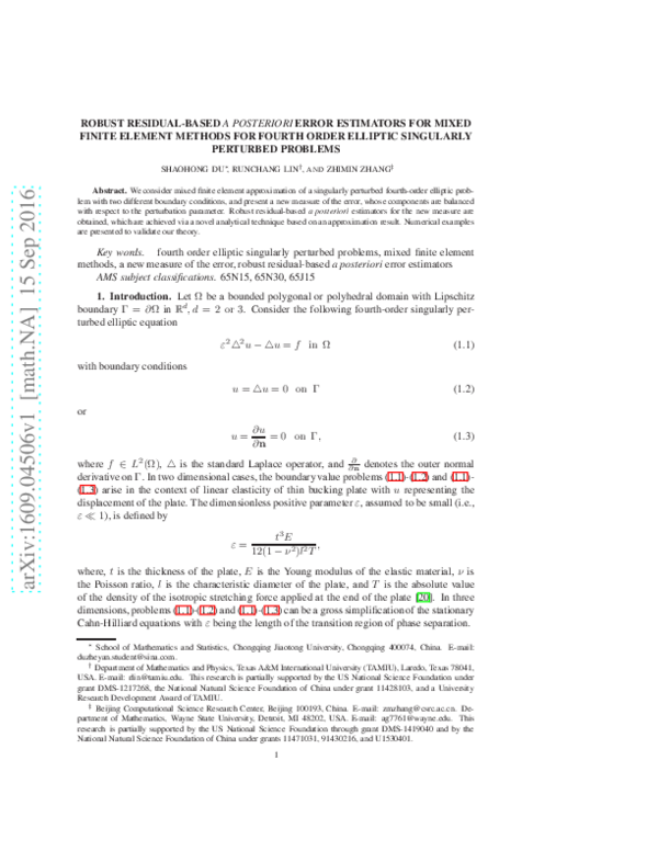 (PDF) Robust residual-based a posteriori error estimators for mixed ...