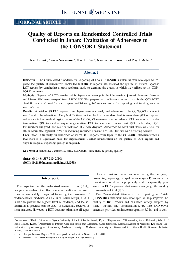 (PDF) Quality of Reports on Randomized Controlled Trials Conducted in ...