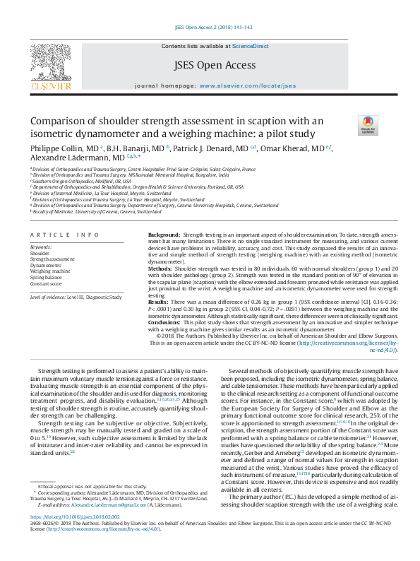 (PDF) Comparison of shoulder strength assessment in scaption with an ...