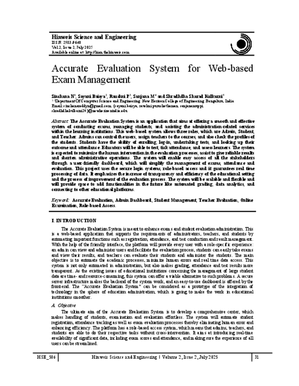 (PDF) Accurate Evaluation System for Web-based Exam Management