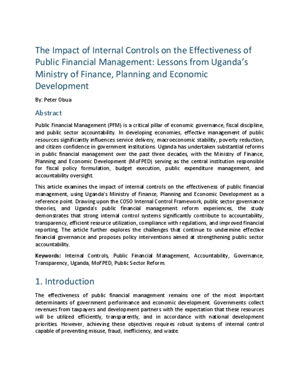 (PDF) The Impact of Internal Controls on the Effectiveness of Public ...