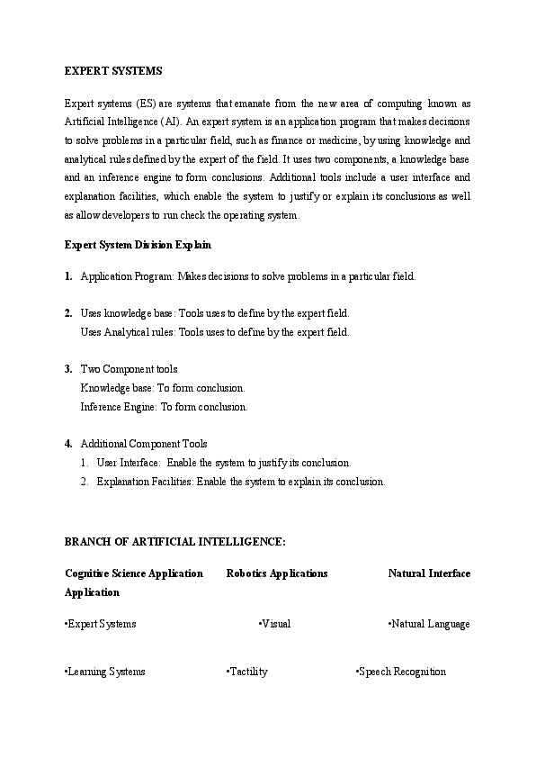 (PDF) EXPERT SYSTEMS