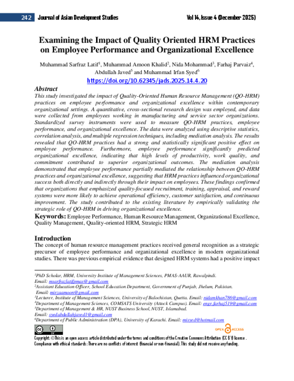 (PDF) Examining the Impact of Quality Oriented HRM Practices on ...