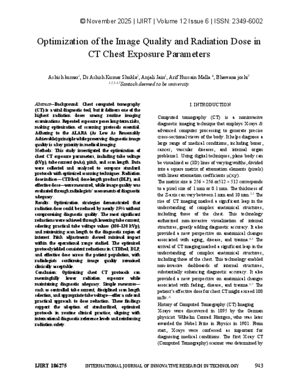 (PDF) Optimization of the Image Quality and Radiation Dose in CT Chest ...