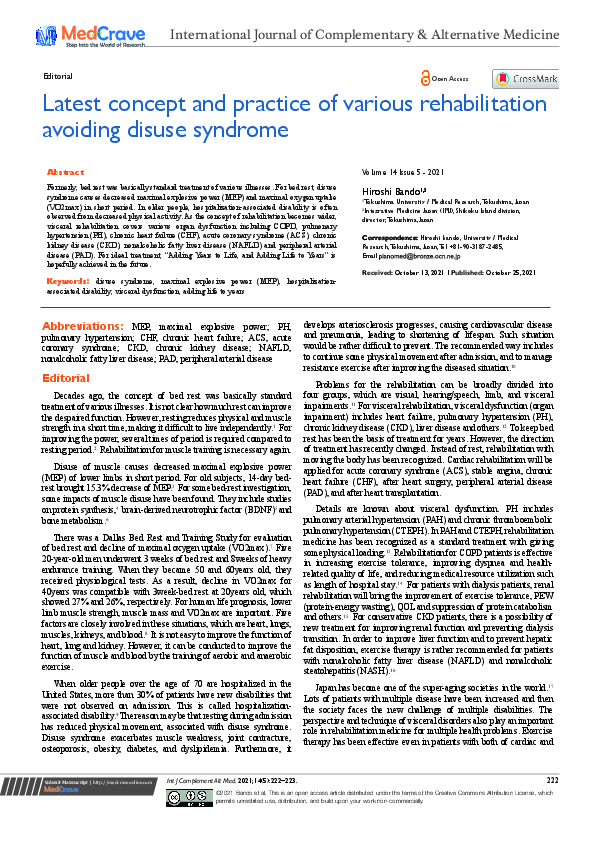 (PDF) Latest concept and practice of various rehabilitation avoiding ...