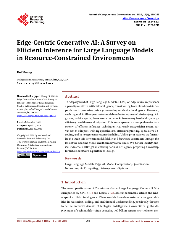 (PDF) Edge-Centric Generative AI: A Survey on Efficient Inference for ...