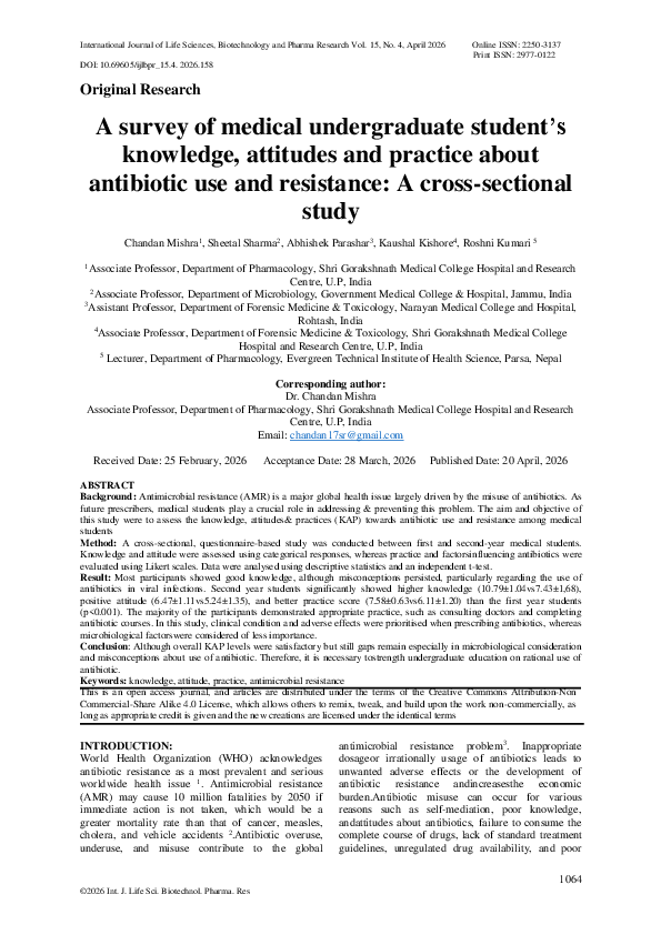 (PDF) A survey of medical undergraduate student's knowledge, attitudes ...