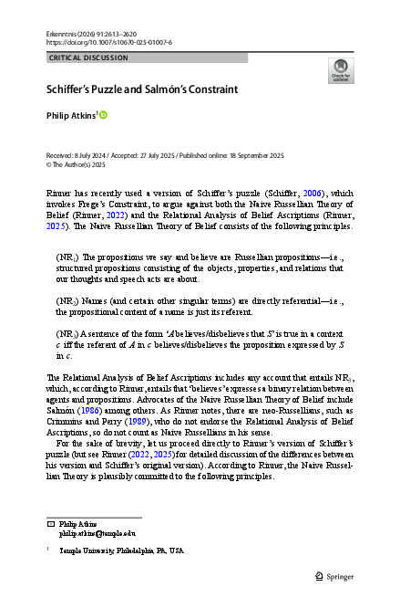 (PDF) Schiffer's Puzzle and Salmón's Constraint