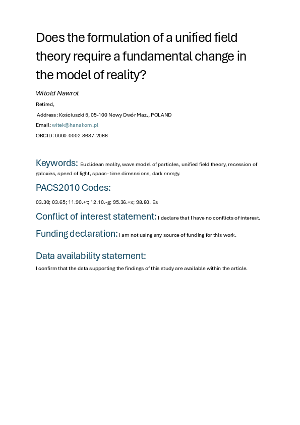 (PDF) Does the formulation of a unified field theory require a ...