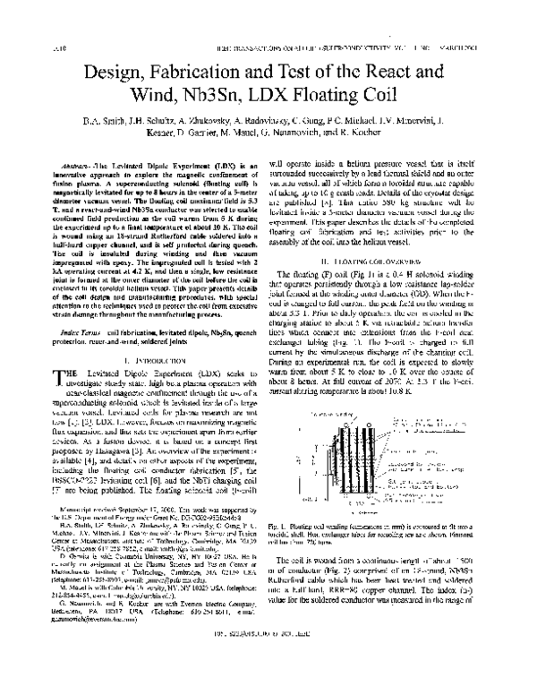 (PDF) Design, fabrication and test of the react and wind, Nb3Sn, LDX ...