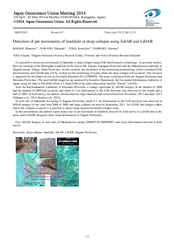 (PDF) Detection of pre movements of landslide or deep collapse using ...