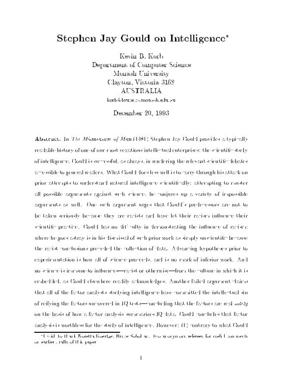 (PDF) Stephen Jay Gould on intelligence
