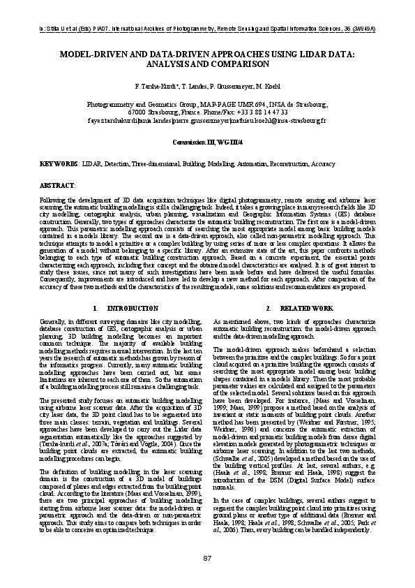 (PDF) Model-driven and data-driven approaches using LIDAR data ...