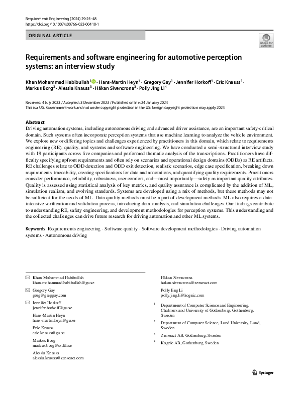 (PDF) Requirements and software engineering for automotive perception ...