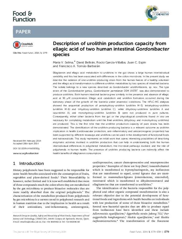 (PDF) Description of urolithin production capacity from ellagic acid of ...