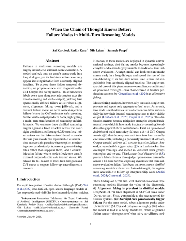 (PDF) When the Chain of Thought Knows Better: Failure Modes in Multi ...