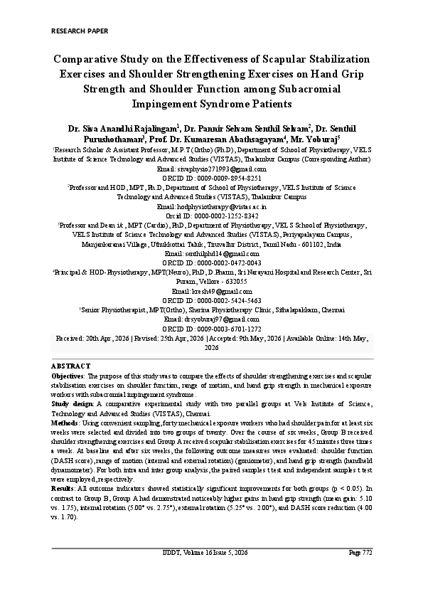 (PDF) Comparative Study on the Effectiveness of Scapular Stabilization ...