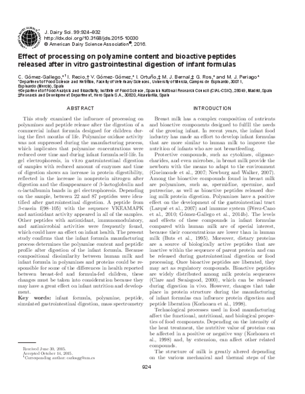(PDF) Effect of processing on polyamine content and bioactive peptides ...
