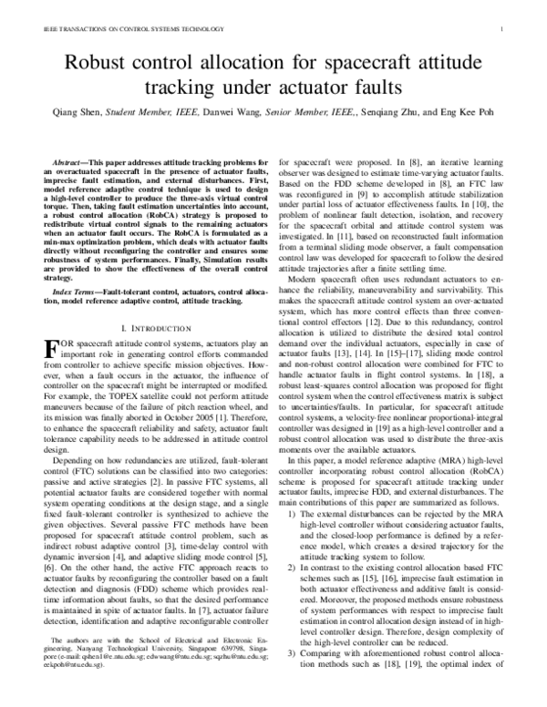 (PDF) Robust Control Allocation for Spacecraft Attitude Tracking Under ...