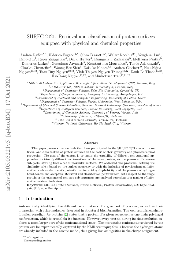(PDF) SHREC 2021: Retrieval and classification of protein surfaces ...