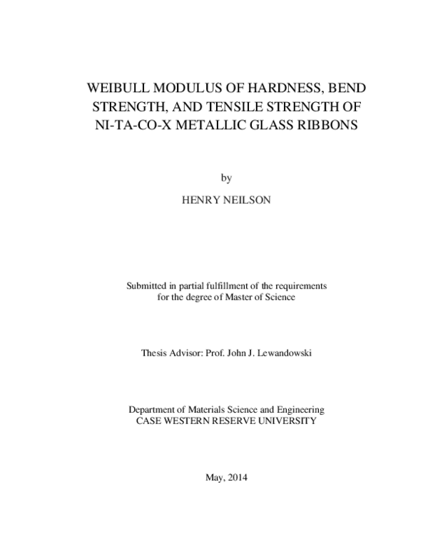 (PDF) Weibull modulus of hardness, bend strength, and tensile strength ...