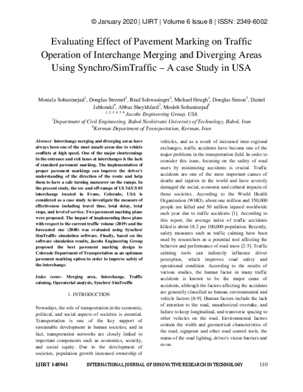 (PDF) Evaluating Effect of Pavement Marking on Traffic Operation of ...