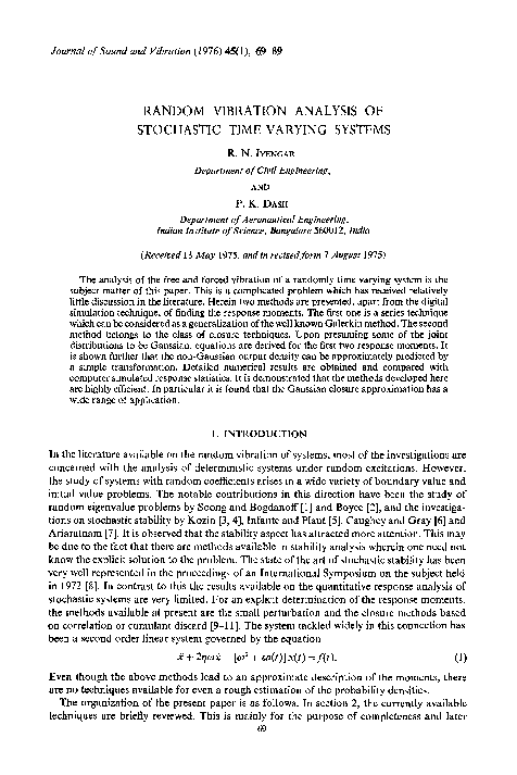 (PDF) Random vibration analysis of stochastic time-varying systems